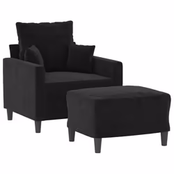 Poltrona con Poggiapiedi Nero 60 cm in Vellutocod mxl 118954 - Vista aggiuntiva 3