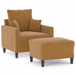vidaXL Poltrona con Poggiapiedi Marrone 60 cm in Velluto - Vista aggiuntiva 2