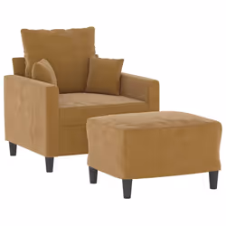 vidaXL Poltrona con Poggiapiedi Marrone 60 cm in Velluto - Vista aggiuntiva 3