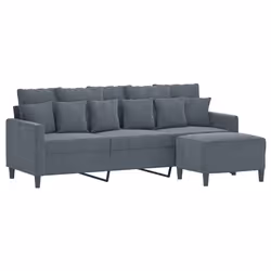 vidaXL Divano a 3 Posti con Poggiapiedi Grigio Scuro 180 cm in Velluto - Vista aggiuntiva 3