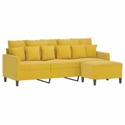 Divano a 3 Posti con Poggiapiedi Giallo 180cm in Vellutocod mxl 95027 - Vista aggiuntiva 3
