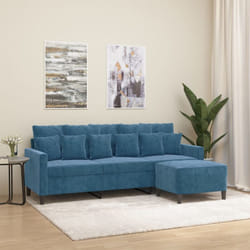 Vidaxl - Divano a 3 Posti con Poggiapiedi Blu 180 cm in Velluto