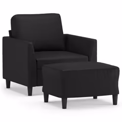 vidaXL Poltrona con Poggiapiedi Nero 60 cm in Similpelle - Vista aggiuntiva 2
