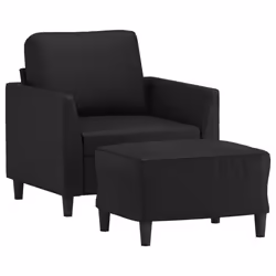 vidaXL Poltrona con Poggiapiedi Nero 60 cm in Similpelle - Vista aggiuntiva 3