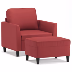 vidaXL Poltrona con Poggiapiedi Rosso Vino 60 cm in Similpelle - Vista aggiuntiva 2