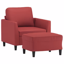 vidaXL Poltrona con Poggiapiedi Rosso Vino 60 cm in Similpelle - Vista aggiuntiva 3