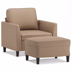 vidaXL Poltrona con Poggiapiedi Cappuccino 60 cm in Similpelle - Vista aggiuntiva 2