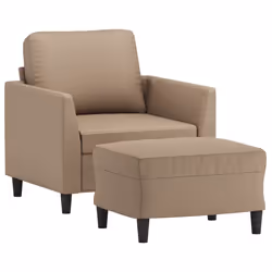 vidaXL Poltrona con Poggiapiedi Cappuccino 60 cm in Similpelle - Vista aggiuntiva 3