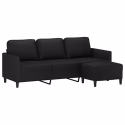 vidaXL Divano a 3 Posti con Poggiapiedi Nero 180 cm in Similpelle - Vista aggiuntiva 3