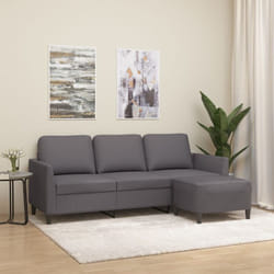 Vidaxl - Divano a 3 Posti con Poggiapiedi grigio 180 cm in Similpelle 293750
