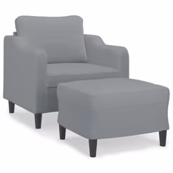 Poltrona con Poggiapiedi Grigio Chiaro 60 cm in Tessutocod mxl 72786 - Vista aggiuntiva 2