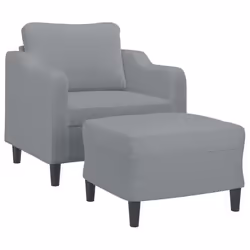 Poltrona con Poggiapiedi Grigio Chiaro 60 cm in Tessutocod mxl 72786 - Vista aggiuntiva 3