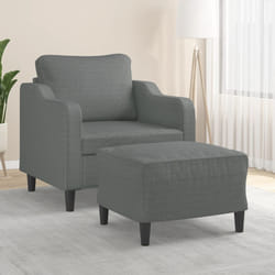 vidaXL Poltrona con Poggiapiedi Grigio Scuro 60 cm in Tessuto