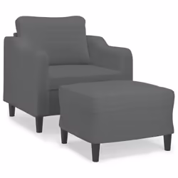 vidaXL Poltrona con Poggiapiedi Grigio Scuro 60 cm in Tessuto - Vista aggiuntiva 2