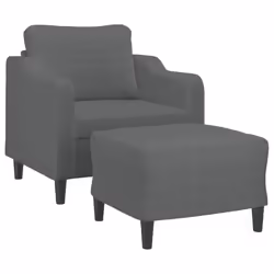 vidaXL Poltrona con Poggiapiedi Grigio Scuro 60 cm in Tessuto - Vista aggiuntiva 3