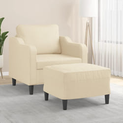 vidaXL Poltrona con Poggiapiedi Crema 60 cm in Tessuto