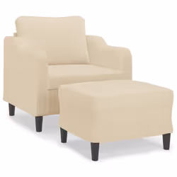 vidaXL Poltrona con Poggiapiedi Crema 60 cm in Tessuto - Vista aggiuntiva 2