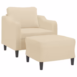 vidaXL Poltrona con Poggiapiedi Crema 60 cm in Tessuto - Vista aggiuntiva 3