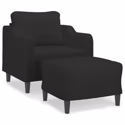 vidaXL Poltrona con Poggiapiedi Nero 60 cm in Tessuto - Vista aggiuntiva 2