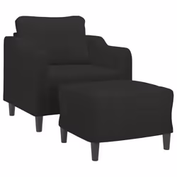 vidaXL Poltrona con Poggiapiedi Nero 60 cm in Tessuto - Vista aggiuntiva 3
