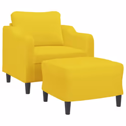 Poltrona con Poggiapiedi Giallo Chiaro 60 cm in Tessutocod mxl 96776 - Vista aggiuntiva 3