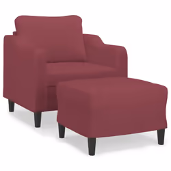 vidaXL Poltrona con Poggiapiedi Rosso Vino 60 cm in Tessuto - Vista aggiuntiva 2