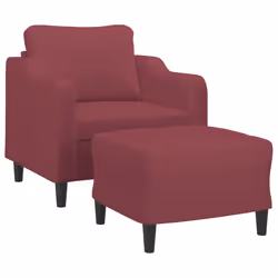 vidaXL Poltrona con Poggiapiedi Rosso Vino 60 cm in Tessuto - Vista aggiuntiva 3