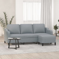 Divano a 3 Posti con Poggiapiedi Grigio Chiaro 180cm in Tessutocod mxl 120705