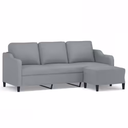 Divano a 3 Posti con Poggiapiedi Grigio Chiaro 180cm in Tessutocod mxl 120705 - Vista aggiuntiva 2
