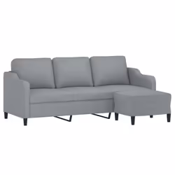 Divano a 3 Posti con Poggiapiedi Grigio Chiaro 180cm in Tessutocod mxl 120705 - Vista aggiuntiva 3