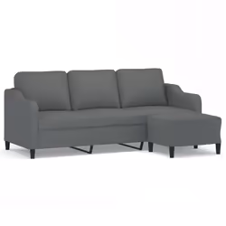 vidaXL Divano a 3 Posti con Poggiapiedi Grigio Scuro 180cm in Tessuto - Vista aggiuntiva 2