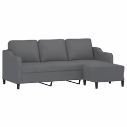 vidaXL Divano a 3 Posti con Poggiapiedi Grigio Scuro 180cm in Tessuto - Vista aggiuntiva 3
