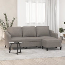 vidaXL Divano a 3 Posti con Poggiapiedi Tortora 180 cm in Tessuto