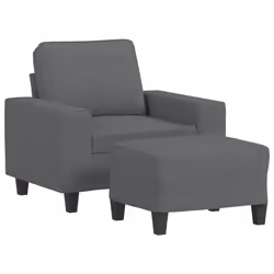 Poltrona con Poggiapiedi Grigio Scuro 60 cm in Tessutocod mxl 72787 - Vista aggiuntiva 2