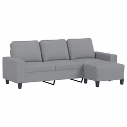 Divano a 3 Posti con Poggiapiedi Grigio Chiaro 180cm in Tessutocod mxl 96778 - Vista aggiuntiva 2