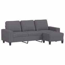Divano a 3 Posti con Poggiapiedi Grigio Scuro 180cm in Tessutocod mxl 72790 - Vista aggiuntiva 2