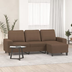 Divano a 3 Posti con Poggiapiedi Marrone 180 cm in Tessuto Vidaxl 163512