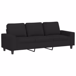 vidaXL Divano a 3 Posti con Poggiapiedi Nero 180 cm in Tessuto - Vista aggiuntiva 3