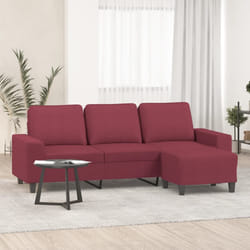 vidaXL Divano a 3 Posti con Poggiapiedi Rosso Vino 180 cm in Tessuto