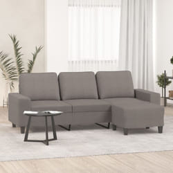 Divano a 3 Posti con Poggiapiedi Tortora 180 cm in Tessuto Vidaxl 456200
