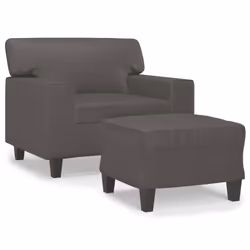 Poltrona con Poggiapiedi Grigio 60 cm in Similpellecod mxl 120707 - Vista aggiuntiva 2