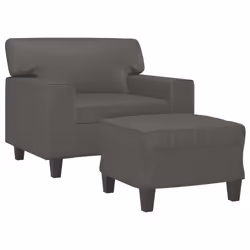 Poltrona con Poggiapiedi Grigio 60 cm in Similpellecod mxl 120707 - Vista aggiuntiva 3