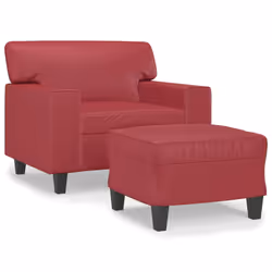 vidaXL Poltrona con Poggiapiedi Rosso Vino 60 cm in Similpelle - Vista aggiuntiva 2