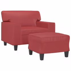 vidaXL Poltrona con Poggiapiedi Rosso Vino 60 cm in Similpelle - Vista aggiuntiva 3