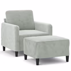 Poltrona con Poggiapiedi Grigio Chiaro 60 cm in Vellutocod mxl 96787 - Vista aggiuntiva 2