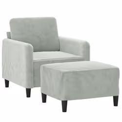 Poltrona con Poggiapiedi Grigio Chiaro 60 cm in Vellutocod mxl 96787 - Vista aggiuntiva 3