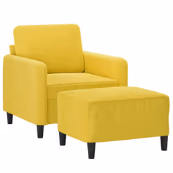 Poltrona con Poggiapiedi Giallo 60 cm in Vellutocod mxl 96781 - Vista aggiuntiva 3