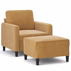 vidaXL Poltrona con Poggiapiedi Marrone 60 cm in Velluto - Vista aggiuntiva 2