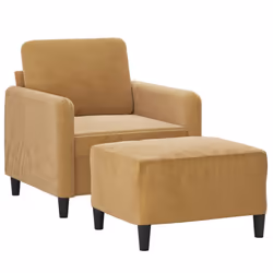 vidaXL Poltrona con Poggiapiedi Marrone 60 cm in Velluto - Vista aggiuntiva 3