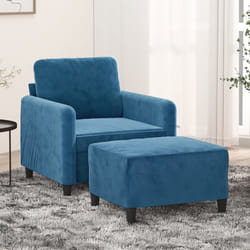 vidaXL Poltrona con Poggiapiedi Blu 60 cm in Velluto